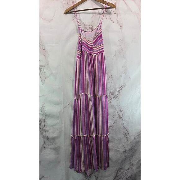 Anthropologie Dress Womens Small Purple Striped Maxi Boho Cover Up Tiered - Picture 6 of 15